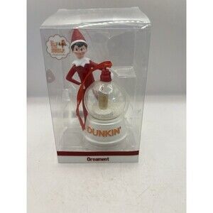 2023 Dunkin Donuts Elf On The Shelf Boy Ornament Snow Globe Ice Coffee Christmas